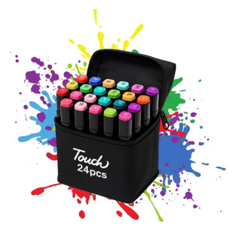 Canetinhas Touch 24 Cores Ponta Dupla